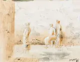 Henry Moore, Three Figures in a Room 1979, 1979, charcoal, gouache, conte and wash on paper