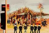 Ned Kelly: Siege and Burning at Glenrowan (1976) by Sidney Nolan, 1976, wool and cotton, offered Nov 2018