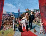 Garry Shead, The Bearers (Queen of Suburbia) 1997, 1997, oil on canvas