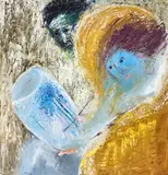 Potter's Wife Decorating a Pot (1967-1969) by Arthur Boyd, 1967-1969, oil on canvas, sold Nov 2018