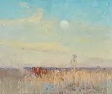 Elioth Gruner, (Ploughing) 1917, 1917, oil on card