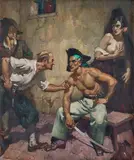 The Spoil (1937) by Norman Lindsay, 1937, oil on canvas, sold Nov 2018