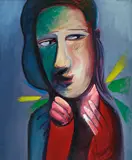 Head of a Woman 1965 by Charles Blackman, 1965, oil on canvas on board, sold Nov 2018