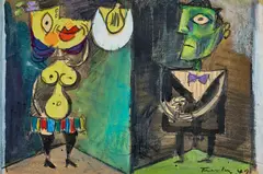 Courtship 1949 by Albert Tucker, 1949, gouache, watercolour, pencil and oil pastel on paper, sold Oct 2018