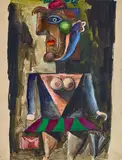 Albert Tucker, (Woman) 1950, 1950, gouache, brush and ink, pencil and watercolour on paper