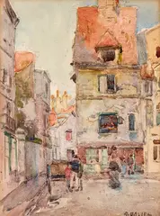 David Davies, Old House, Dieppe, watercolour on paper