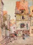 David Davies, Old House, Dieppe, watercolour on paper