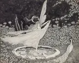 The Fairy of the Fountain by Ida Rentoul Outhwaite, pen, ink on paper, sold Oct 2018