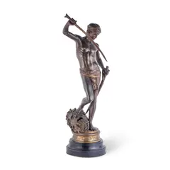 David Vainqueur de Goliath David with the Head of Goliath by Antonin Mercié, bronze, offered Oct 2018