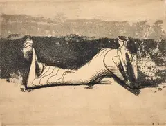 Henry Moore, Draped Reclining Figure (1951), 1951, aquatint and etching on paper