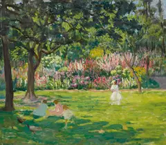 In Sydney Botanical Gardens by Ethel Carrick, oil on canvas, sold Aug 2018