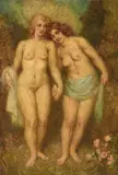 (Sisters) by Norman Lindsay, oil on canvas on board, offered Aug 2018