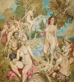 Bacchanalian Festival (circa 1945) by Norman Lindsay, 1945, watercolour on paper, sold Aug 2018