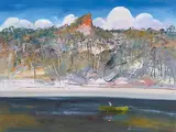 Fiery Pulpit Rock (circa 1985) by Arthur Boyd, 1985, oil on canvas, sold Aug 2018
