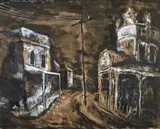 Donald Friend, Fortitude Valley Side Street 1945, 1945, pen and ink, wash and gouache on paper