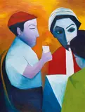 Robert Dickerson, The Gossips, oil on composition board