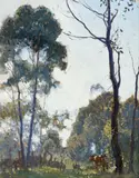 Elioth Gruner, Through the Trees 1917, 1917, oil on canvasboard
