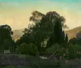 Charles Meere, Jones Bridge Tumut River, oil on canvas