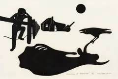 Eric Anchor Thake, Christmas at Thake's Flat 1961, 1961, linocut on paper