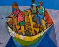 Michael Shannon, Three Boys in a Boat 1952, 1952, oil on canvas