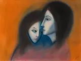 Robert Dickerson, (Mother and Child), pastel on paper on board