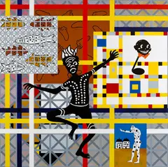 Home Décor (Algebra) Relâche 1998 by Gordon Bennett, 1998, synthetic polymer paint on canvas, sold May 2018