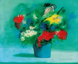 Flowers in the Blue Vase 1973 by Charles Blackman, 1973, oil on canvas, sold May 2018