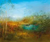 David Boyd, Children in Boats, oil on canvas