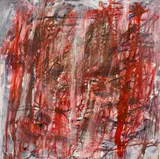 Tony Tuckson, TP 222 Untitled (Red/Black/White – Drizzly) (circa 1962)