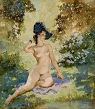 Norman Lindsay, The Blue Hat 1938, 1938, watercolour on paper