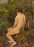 Frederick McCubbin, Louis McCubbin Bathing at Mount Macedon, oil on canvasboard
