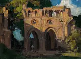 Dryburgh Abbey by Arthur Streeton, oil on canvas on board, sold May 2018