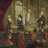 Donald Friend, The Olivier's in School for Scandal 1948
