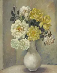 (Yellow and White Roses) 1954 by Adrian Feint, 1954, oil on composition board, sold May 2018
