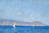 Elioth Gruner, (Coastal Scene with Dhows) 1923, 1923, oil on board