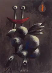 Albert Tucker, Image of Modern Evil 1972, 1972, pastel on paper