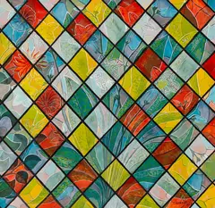 Squares 1967 by Henri Bastin, 1967, oil on board, sold May 2018