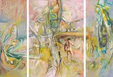 (Triptych) by James Gleeson, oil, pastel and watercolour on board (three panels), offered May 2018