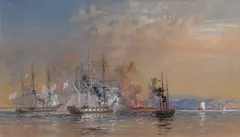 Oswald Walters Brierly, Battle of Katcha 1856, 1856, watercolour and gouache on paper