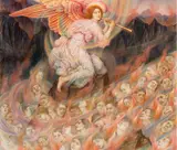 Evelyn De Morgan, An Angel Piping to the Souls in Hell (circa 1910-1915), 1910-1915, oil on canvas
