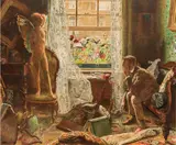 When Love Came into the House of the Respectable Citizen (1916) by John Liston Byam Shaw, A.r.w.s., R.i., 1916, watercolour and body colour with gum Arabic and pencil on paper, sold Apr 2018