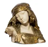 Jeune Fille de Bou Saada (1890) Girl from Bou Saada by Louis-Ernest Barrias, marble and bronze inlaid with pearl and turquoise, offered Apr 2018