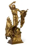 François-Léon Sicard, Oedipus Vanquishing the Sphinx (original model, 1903), 1903, gilded bronze