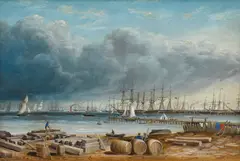 Mr Cust, Sandridge Railway Jetty and Pier, Melbourne, Victoria 1858, 1858, oil on academy board