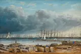 Mr Cust, Sandridge Railway Jetty and Pier, Melbourne, Victoria 1858, 1858, oil on academy board