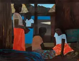 (Islanders in a Hut) by Ray Crooke, oil on canvas, offered Mar 2018