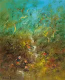 David Boyd, The Waterfall, oil on canvas on composition board