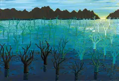 Overshot Dam 1967 by Henri Bastin, 1967, oil on composition board, sold Mar 2018