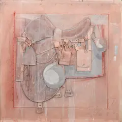 Tim Storrier, Saddle I 1982, 1982, watercolour, pastel and rope on paper