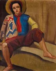 (Portrait of Iberia Performer) (circa 1944) by Dorrit Black, 1944, oil on tar paper, sold Nov 2017